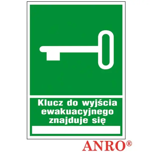 Znak ewakuacyjny "Klucz do wyjścia ewakuacyjnego" ZZ-22E Anro