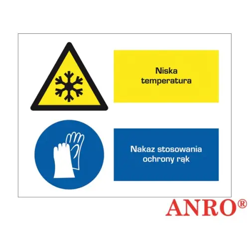 Znak BHP "Niska temperatura/Nakaz stosowania ochrony rąk" ZZ-10OZ Anro