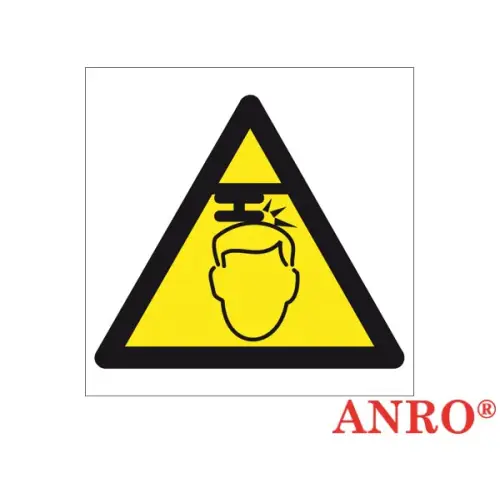 Znak BHP "Ostrzeżenie przed niebezpieczeństwem uszkodzenia głowy" 200x200 płytka/folia samoprzylepna ZZ-13O Anro