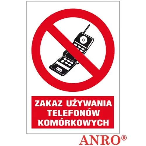 Znak BHP "Zakaz używania telefonów komórkowych" 220x300 płytka/folia samoprzylepna ZZ-13Z-1 Anro