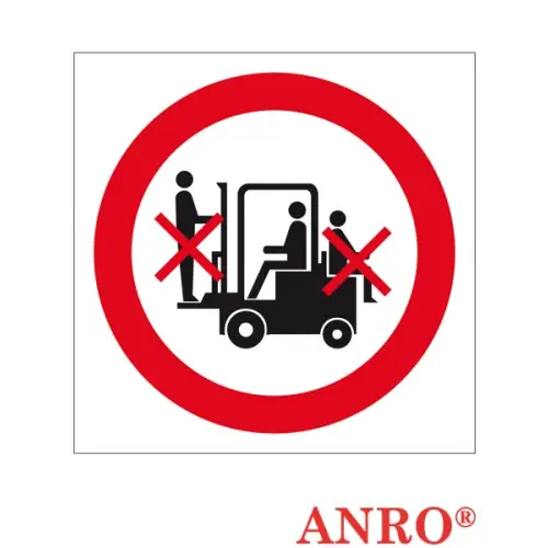 Znak BHP "Zakaz przewozu osób na urządzeniach transportowych" 200x200 płytka/folia samoprzylepna ZZ-14Z Anro