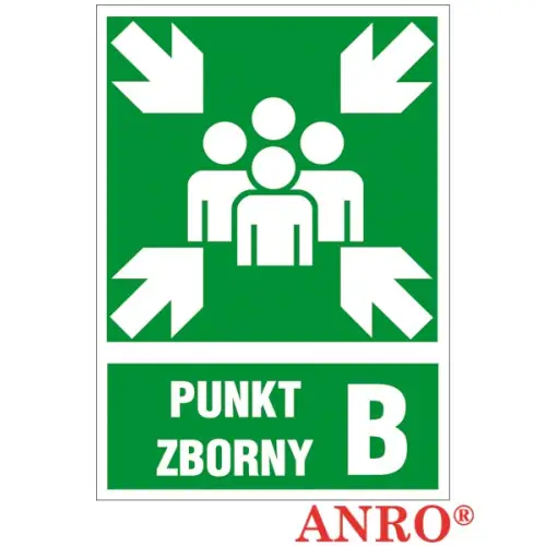 Znak ewakuacyjny "Punkt zborny B" ZZ-55E Anro