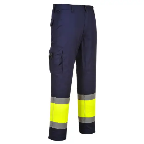 Spodnie bojówki dwukolorowe z elementem odblaskowym E049 marki Portwest.