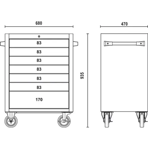 Wózek warsztatowy - narzędziowy  7 szuflad marki BETA C04TSS-7