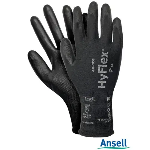Rękawice ochronne wykonane z nylonu, powlekane poliuretanem firmy Ansell  Hyflex 48-101 RASENSIL48-101 BB