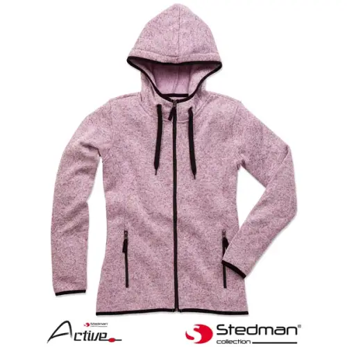 Bluza damska rozpinana knit fleece SST5950,STEDMAN z poliestrową lamówką w kontrastującym kolorze.