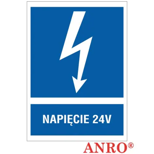 Znak elektryczny "Napięcie 24V" płyta twarda PCV, FS ZZ-13EIA ANRO