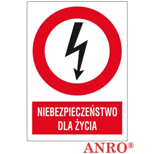 Znak elektryczny "Niebezpieczeństwo dla życia" płyta twarda PCV, FS ZZ-1EZA