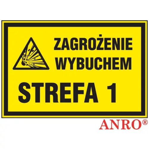 Znak uzupełniający - gaz „Zagrożenia wybuchem strefa 1” 200x300 płyta PCV Z-4G ANARO