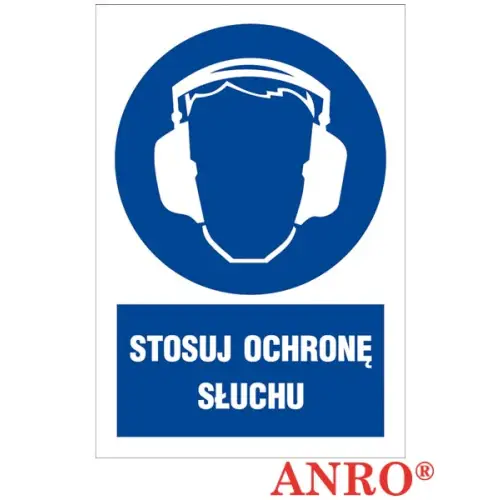 Znak BHP „Stosuj ochronę słuchu” 220x300  folia samoprzylepna, płyta PCV  Z-4N1 ANRO