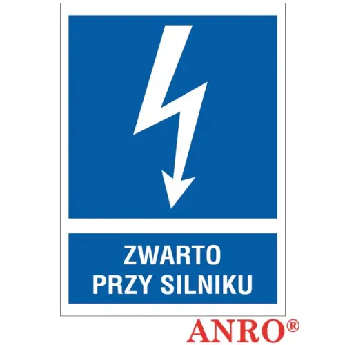 Znak elektryczny "Zwarto przy silniku" płyta twarda PCV, FS ZZ-12EIA ANRO
