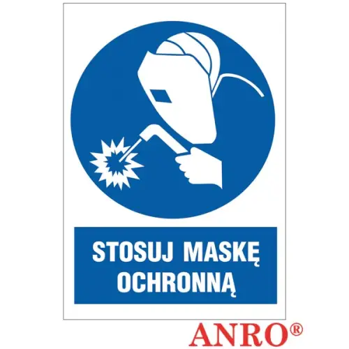 Znak BHP "Stosuj maskę ochronną" 220x300  płyta twarda PCV,  folia samoprzylepna ZZ-25N-1 ANRO