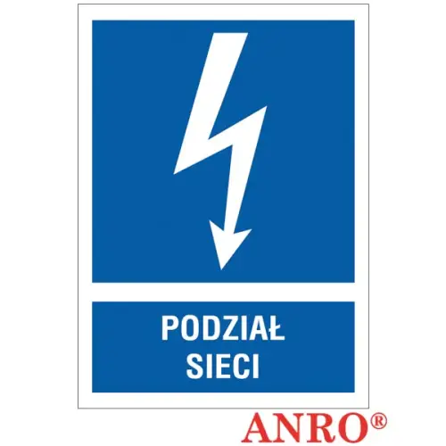 Znak elektryczny "Podział sieci" płyta twarda PCV, FS ZZ-9EIA ANRO