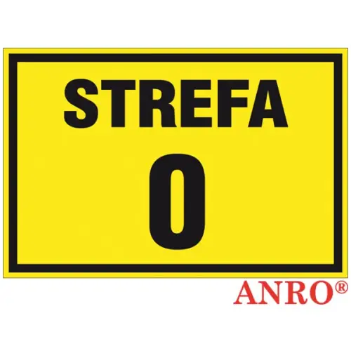 Znak gazowniczy "Strefa 0" 200x300 płyta twarda PCV, FS ZZ-9G ANRO