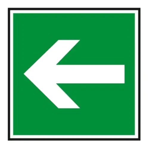 Znak BHP ewakuacyjny Kierunek drogi ewakuacyjnej w lewo.150x150 PCV Z-11E